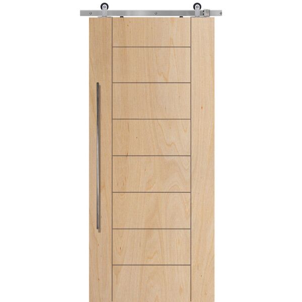 107" Birch Brentwood Solid Contemporary Single Barn Door