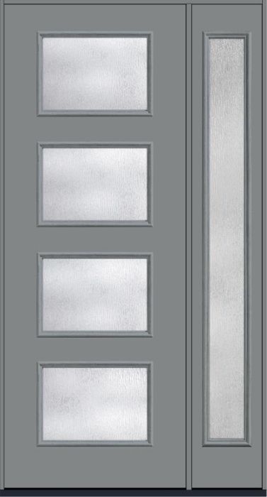 96 Rainglass Modern Pulse Ari 4-Lite Smooth Fiberglass Single Door,Sidelite , WBD Impact