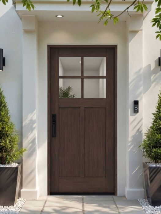 CRF-P2G4 | 80"  | Mahogany Wood SDL 4 Lite 1-3/4" Exterior Single Door - DIY RTA Kit