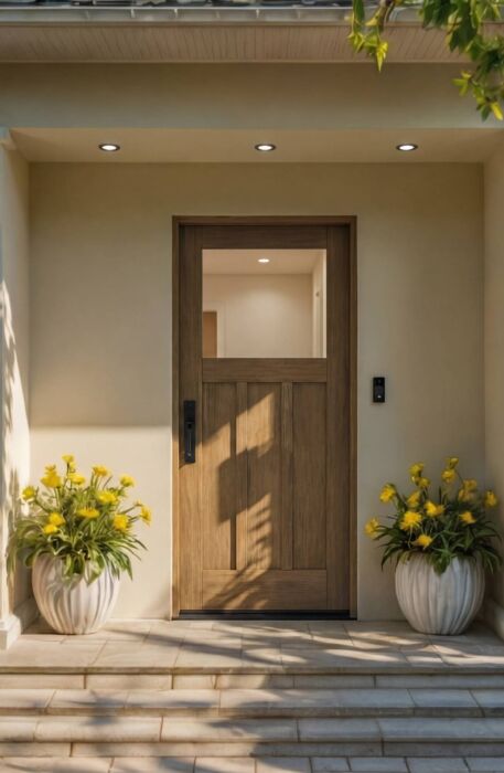 CRF-P3G1 | 80"  | Mahogany Wood Top View 1-3/4" Exterior Single Door - DIY RTA Kit