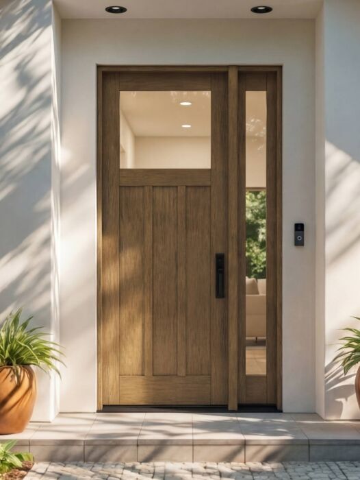 CRF-P3G1 | 96"  | Mahogany Wood Top View 1-3/4" Exterior Door with One Sidelite - DIY RTA Kit