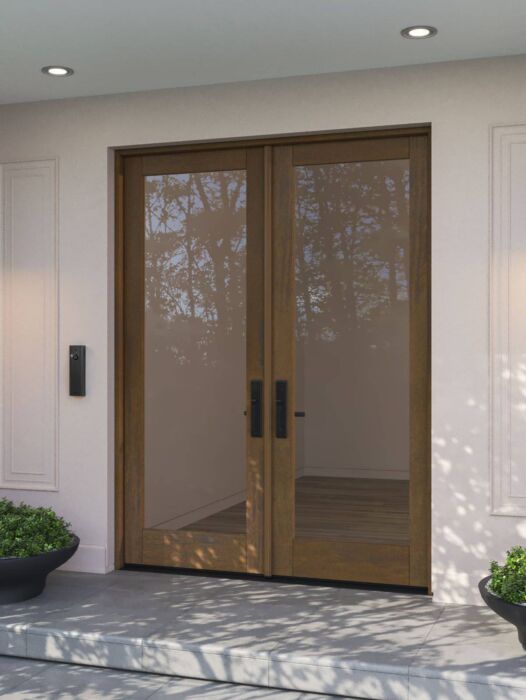 G101 | 96"  | Mahogany Wood Full Lite 1-3/4" Exterior Double Door - DIY RTA Kit
