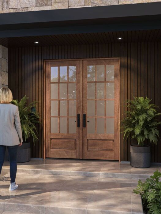 G7512 | 96"  | Mahogany Wood SDL 3/4 Lite,12 Lite 1-3/4" Exterior Double Door - DIY RTA Kit