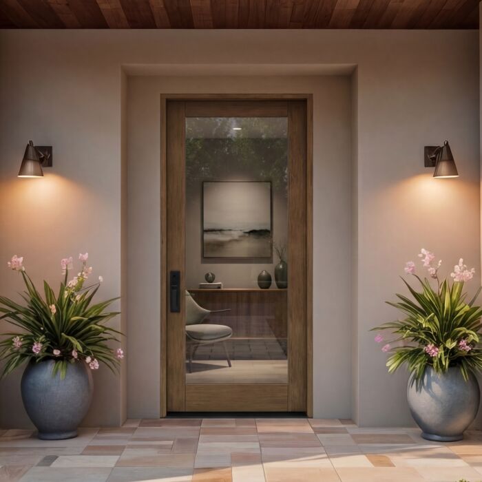 G101 | 96"  | Mahogany Wood Full Lite 1-3/4" Exterior Single Door - DIY RTA Kit