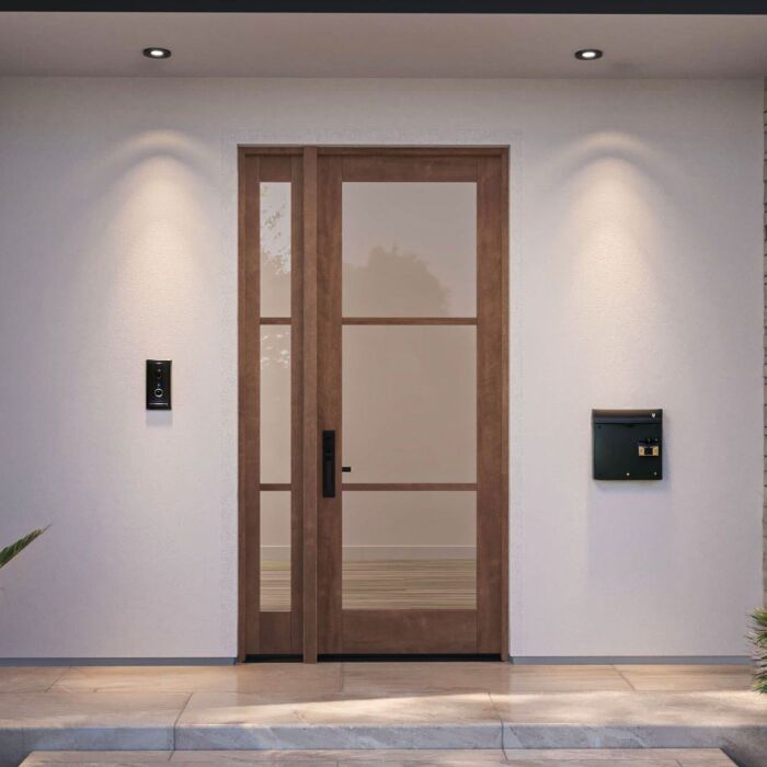 G103 | 96"  | Mahogany Wood SDL Full Lite,3 Lite 1-3/4" Exterior Door with One Sidelite - DIY RTA Kit
