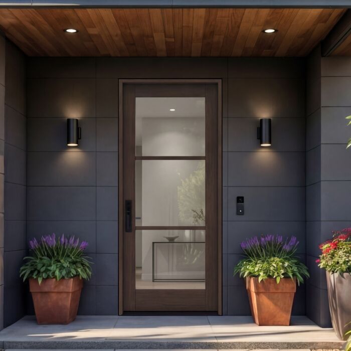 G103 | 96" Slab | Mahogany Wood SDL Full Lite,3 Lite 1-3/4" Exterior Single Slab Door