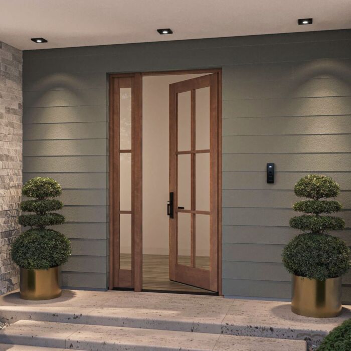 G106 | 96"  | Mahogany Wood SDL Full Lite,6 Lite 1-3/4" Exterior Door with One Sidelite - DIY RTA Kit
