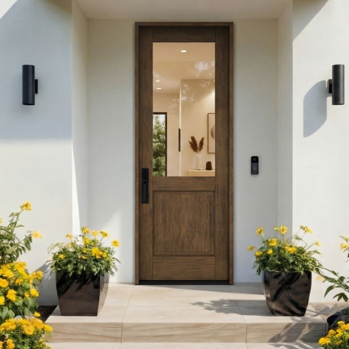 G5001 | 96"  | Mahogany Wood 1/2 Lite 1-3/4" Exterior Single Door - DIY RTA Kit