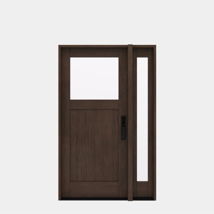 CRF-P1G1 | 80"  | Mahogany Wood Top View 1-3/4" Exterior Door with One Sidelite - DIY RTA Kit