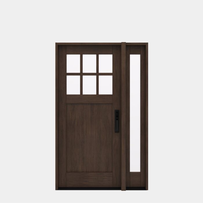 CRF-P1G6 | 80"  | Mahogany Wood SDL 6 Lite 1-3/4" Exterior Door with One Sidelite - DIY RTA Kit