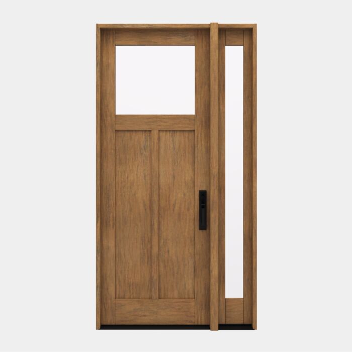 CRF-P2G1 | 96"  | Mahogany Wood Top View 1-3/4" Exterior Door with One Sidelite - DIY RTA Kit