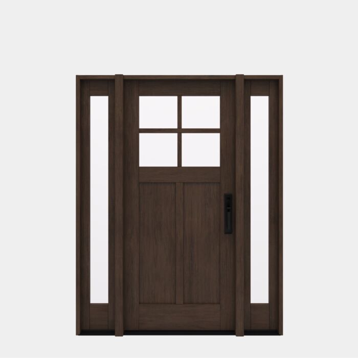 CRF-P2G4 | 80"  | Mahogany Wood SDL 4 Lite 1-3/4" Exterior Door with Two Sidelites - DIY RTA Kit