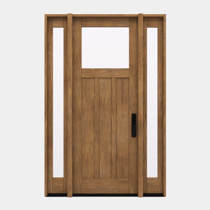 CRF-P3G1 | 96"  | Mahogany Wood Top View 1-3/4" Exterior Door with Two Sidelites - DIY RTA Kit