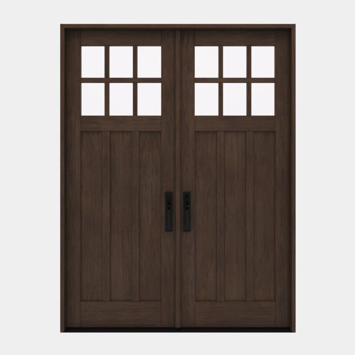CRF-P3G6 | 96"  | Mahogany Wood SDL 6 Lite 1-3/4" Exterior Double Door - DIY RTA Kit