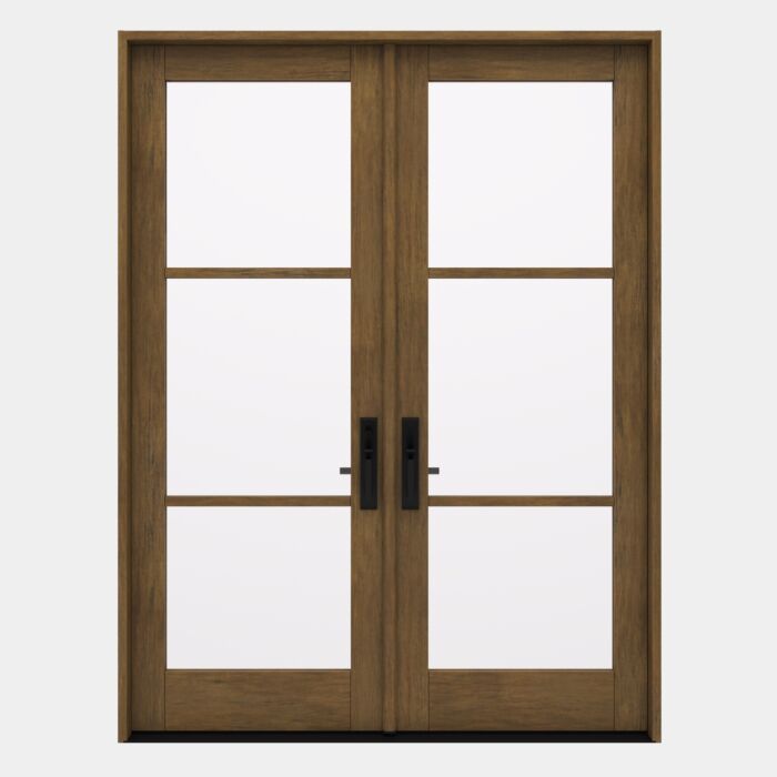 G103 | 96"  | Mahogany Wood SDL Full Lite,3 Lite 1-3/4" Exterior Double Door - DIY RTA Kit