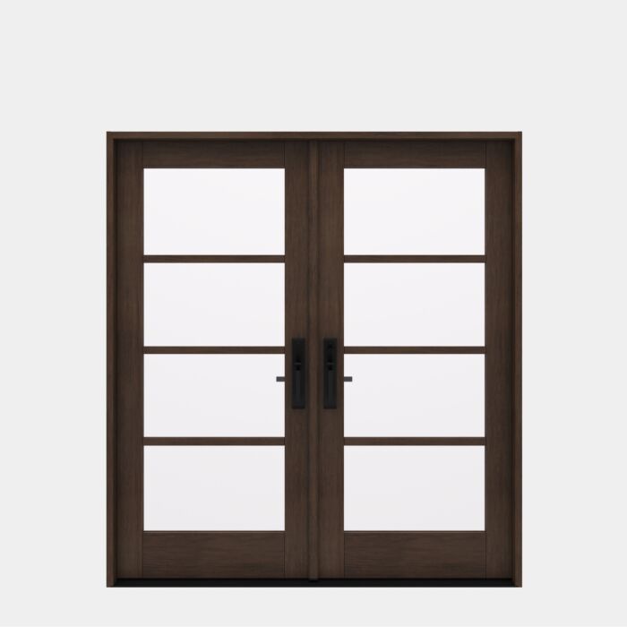 G10402 | 80"  | Mahogany Wood SDL Full Lite,4 Lite 1-3/4" Exterior Double Door - DIY RTA Kit