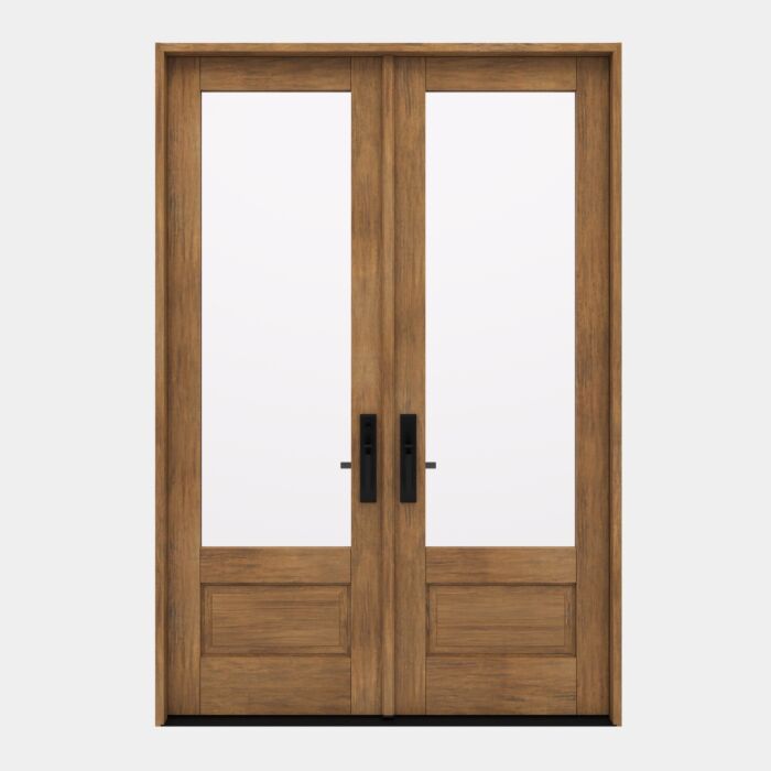 G7501 | 96"  | Mahogany Wood 3/4 Lite 1-3/4" Exterior Double Door - DIY RTA Kit
