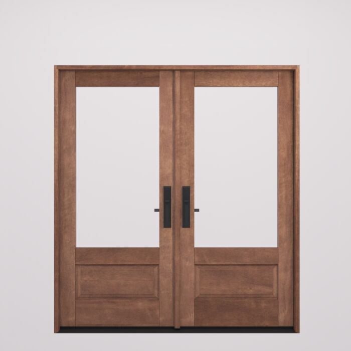 G7501 | 96"  | Mahogany Wood 3/4 Lite 1-3/4" Exterior Double Door - DIY RTA Kit
