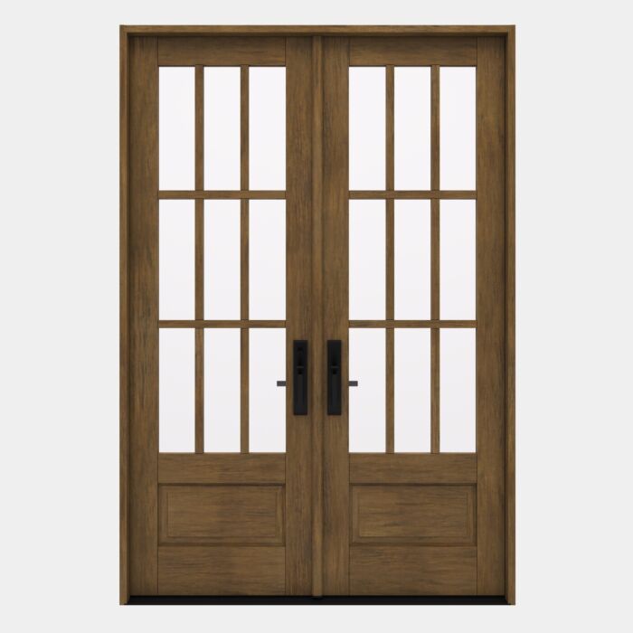 G7509 | 96"  | Mahogany Wood SDL 3/4 Lite,9 Lite 1-3/4" Exterior Double Door - DIY RTA Kit
