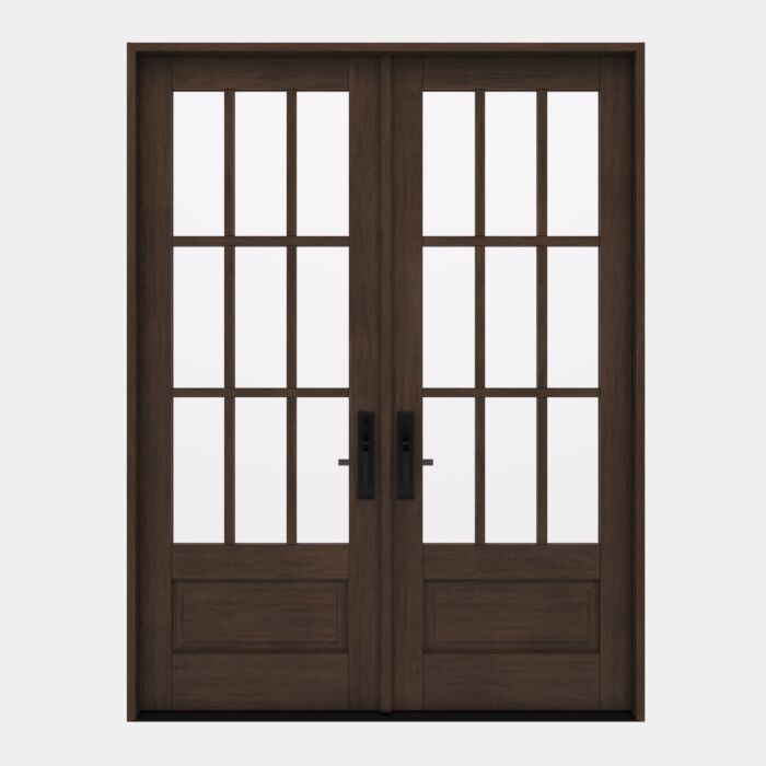 G7509 | 96"  | Mahogany Wood SDL 3/4 Lite,9 Lite 1-3/4" Exterior Double Door - DIY RTA Kit