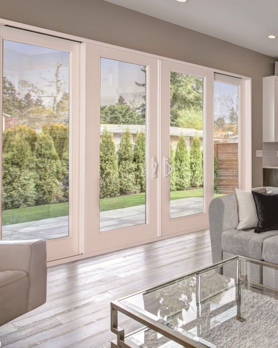 Low-e Full Lite Fiberglass Gliding Quadruple Door