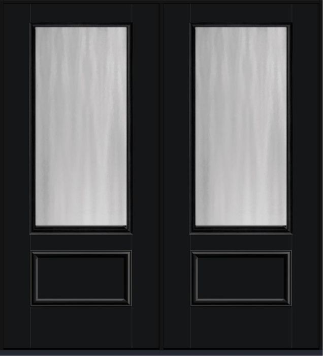 80 Chinchilla 3/4 Lite 1 Panel Smooth Fiberglass Double Doors , WBD Impact