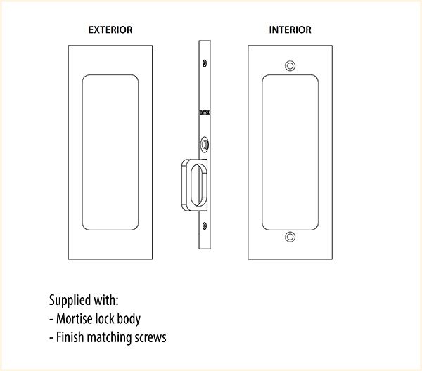 Modern Rectangular Passage Pocket Door Mortise Lock