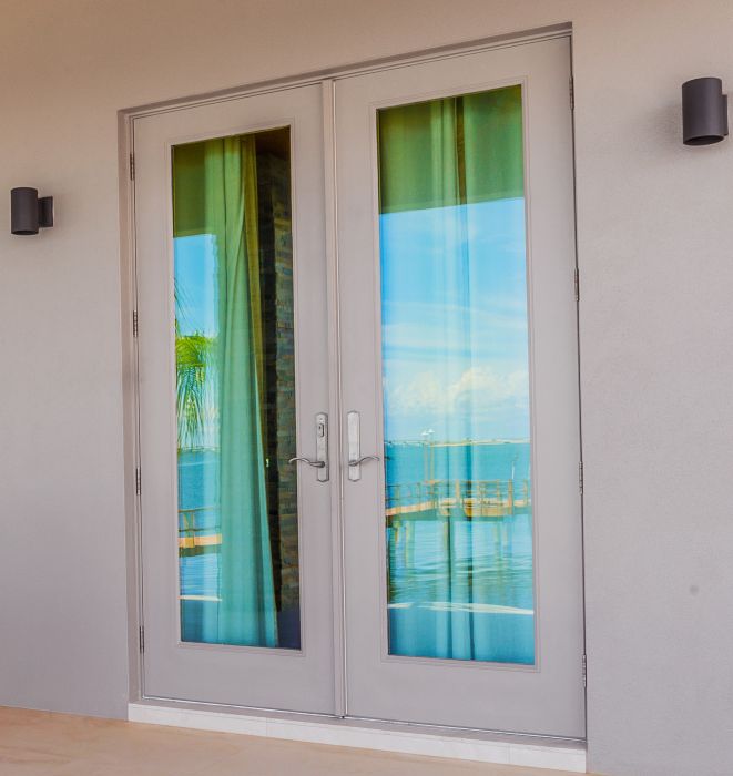 Low-e 96" Full Lite Fiberglass Double Door, Impact Rated