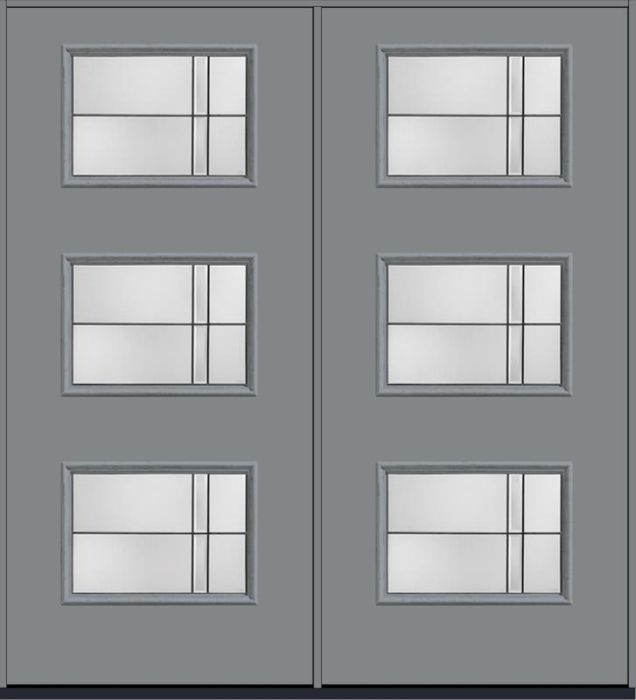 80 Axis Modern Pulse Ari 3-Lite Smooth Fiberglass Double Doors , WBD Impact