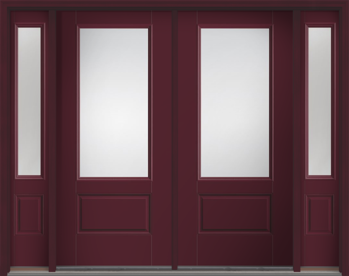 80 Low-E 3/4 Lite 1 Panel Smooth Fiberglass Double Door,Sidelites , WBD Impact