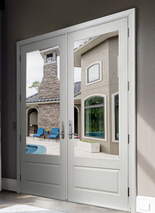 Low-e 96" 3/4 Lite Fiberglass Double Door, Impact Rated