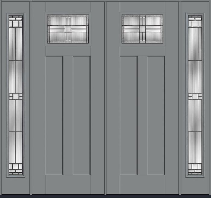 96 Saratoga Craftsman Top View 2 Panel Shaker Smooth Fiberglass Double Door,Sidelites , WBD Impact