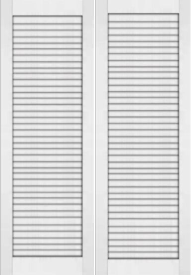 80" Primed Wood Plantation Full Louver Double Door