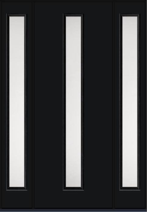 96 Satin Etch Modern Pulse Linea Centered Smooth Fiberglass Single Door,Sidelites , WBD Impact