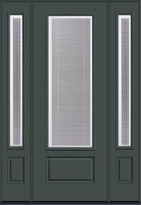 96 Clear Raise/Tilt Smooth 3/4 Lite 1 Panel Fiberglass Single Door,Sidelites , WBD Impact