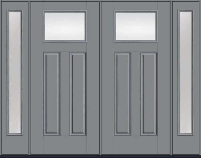 80 Low-E Craftsman Top View 2 Panel Smooth Fiberglass Double Door,Sidelites , WBD Impact