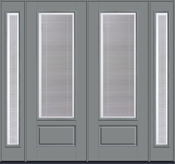 96 Low-E Raise/Tilt Smooth 3/4 Lite 1 Panel Fiberglass Double Door,Sidelites , WBD Impact