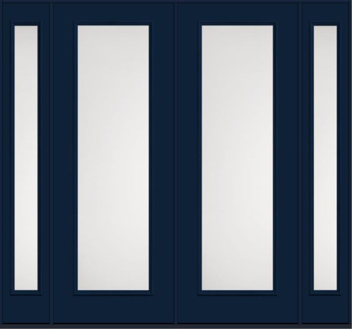 96 Satin Etch Full Lite Smooth Fiberglass Double Door,Sidelites , WBD Impact