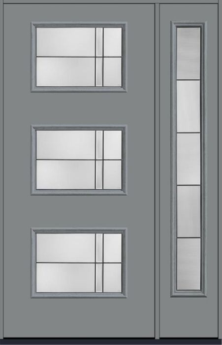80 Axis Modern Pulse Ari 3-Lite Smooth Fiberglass Single Door,Sidelite , WBD Impact