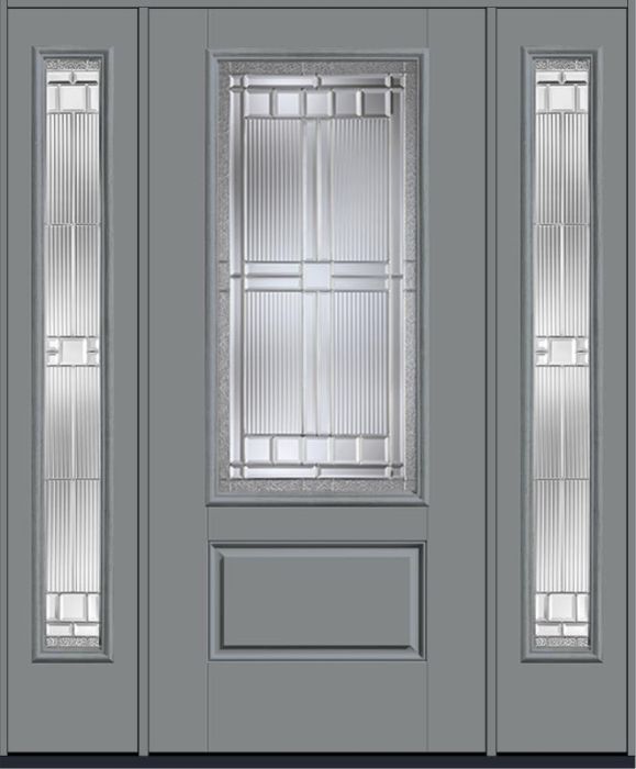 80 Saratoga 3/4 Lite 1 Panel Smooth Fiberglass Single Door,Sidelites , WBD Impact