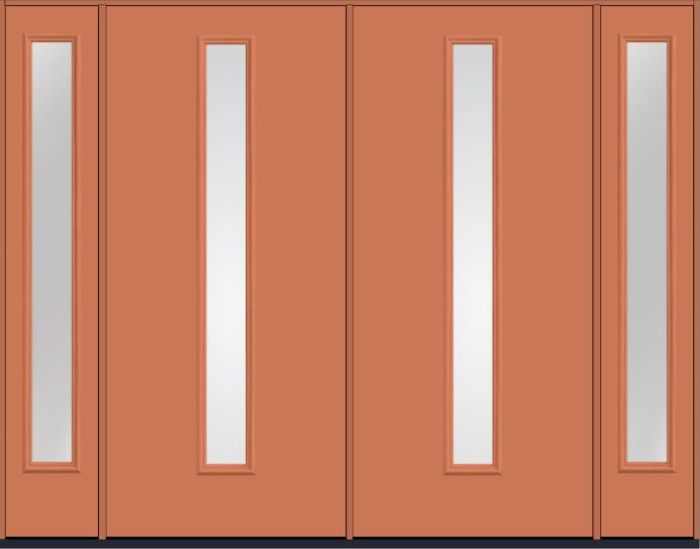 80 Low-E Modern Pulse Linea Centered Smooth Fiberglass Double Door,Sidelites , WBD Impact