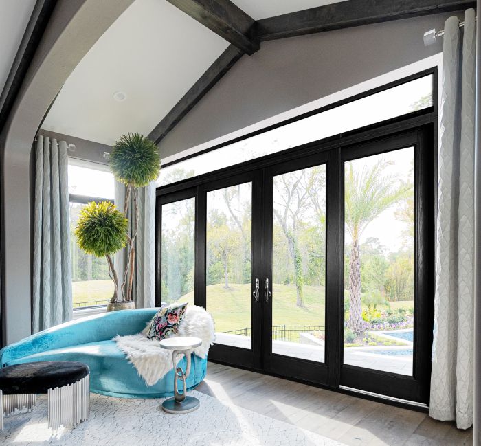 Low-e 96" Full Lite Fiberglass Gliding Quadruple Door, Impact Rated