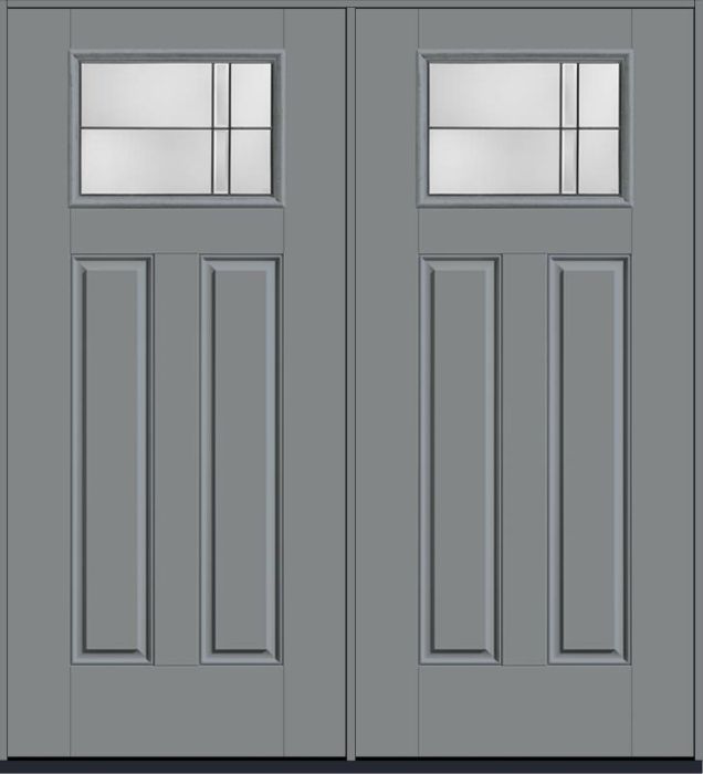 80 Axis Craftsman Top View 2 Panel Smooth Fiberglass Double Doors , WBD Impact