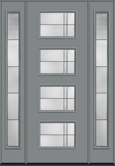 96 Axis Modern Pulse Ari 4-Lite Smooth Fiberglass Single Door,Sidelites , WBD Impact