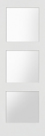 80" 3 Lite Frosted Shaker Primed Wood Single Door