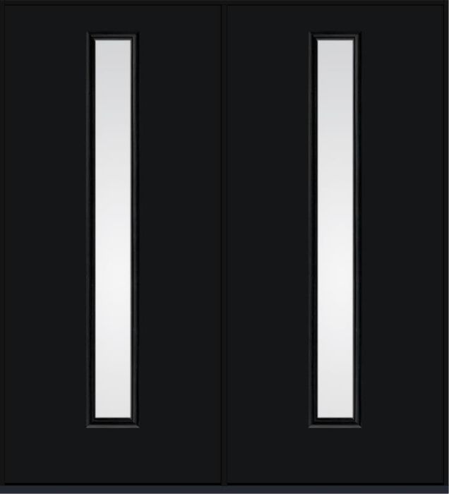 80 Clear Modern Pulse Linea Centered Smooth Fiberglass Double Doors , WBD Impact