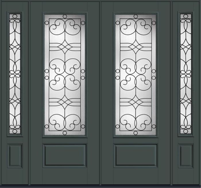 96 Salinas 3/4 Lite 1 Panel Smooth Fiberglass Double Door,Sidelites , WBD Impact