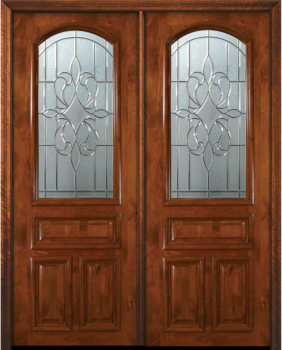 36" x 96" Double Arch Lite New Orleans Woodcraft Mahogany Door