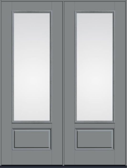 96 Clear 3/4 Lite 1 Panel Smooth Fiberglass Double Doors , WBD Impact
