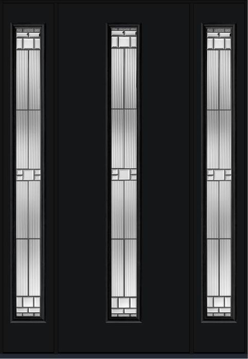 96 Saratoga Modern Pulse Linea Centered Smooth Fiberglass Single Door,Sidelites , WBD Impact